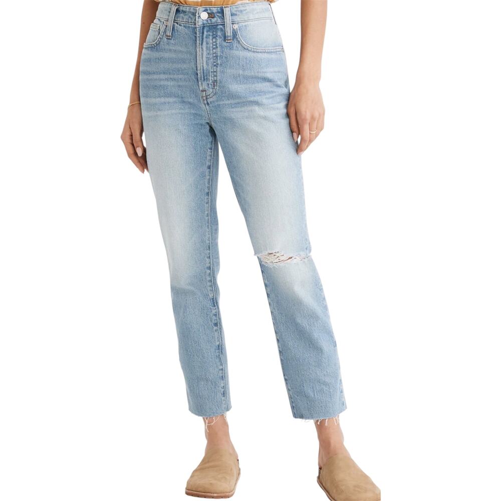 Madewell The Curvy Perfect Vintage Jeans Mom Tapered Coney Wash Destroyed 24